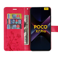 Hülle für Poco X7 Pro 5G Handy Tasche Handyhülle Wallet Case Flip Cover in Rot