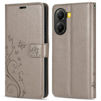 Hülle für Poco X7 Pro 5G Handy Tasche Handyhülle Wallet Case Flip Cover in Grau