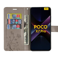 Hülle für Poco X7 Pro 5G Handy Tasche Handyhülle Wallet Case Flip Cover in Grau