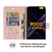 Hülle für Poco X7 Pro 5G Handy Tasche Handyhülle Wallet Case Flip Cover in Rosegold