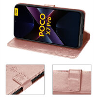 Hülle für Poco X7 Pro 5G Handy Tasche Handyhülle Wallet Case Flip Cover in Rosegold