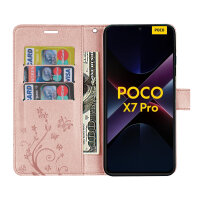 Hülle für Poco X7 Pro 5G Handy Tasche Handyhülle Wallet Case Flip Cover in Rosegold