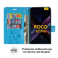 Hülle für Poco X7 Pro 5G Handy Tasche Handyhülle Wallet Case Flip Cover in Blau