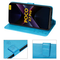 Hülle für Poco X7 Pro 5G Handy Tasche Handyhülle Wallet Case Flip Cover in Blau