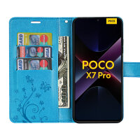 Hülle für Poco X7 Pro 5G Handy Tasche Handyhülle Wallet Case Flip Cover in Blau