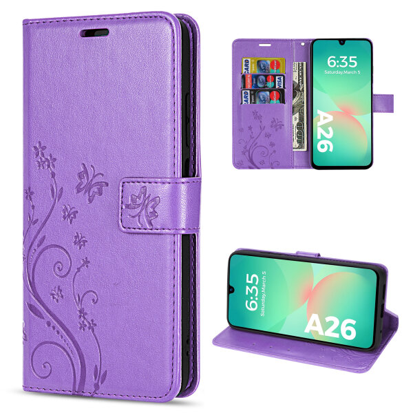 Handy Tasche für Samsung Galaxy A26 5G Hülle Handyhülle Klapphülle Wallet Case in Lila