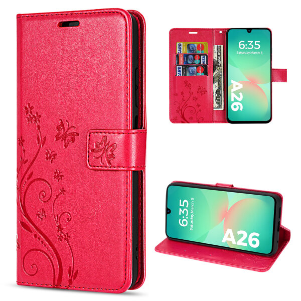 Handy Tasche für Samsung Galaxy A26 5G Hülle Handyhülle Klapphülle Wallet Case in Rot