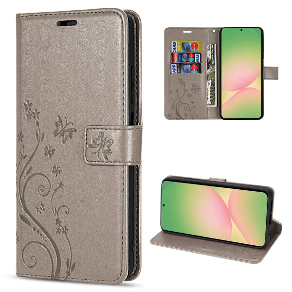 Handy Tasche für Samsung Galaxy A56 Hülle Handyhülle Klapphülle Wallet Case in Grau