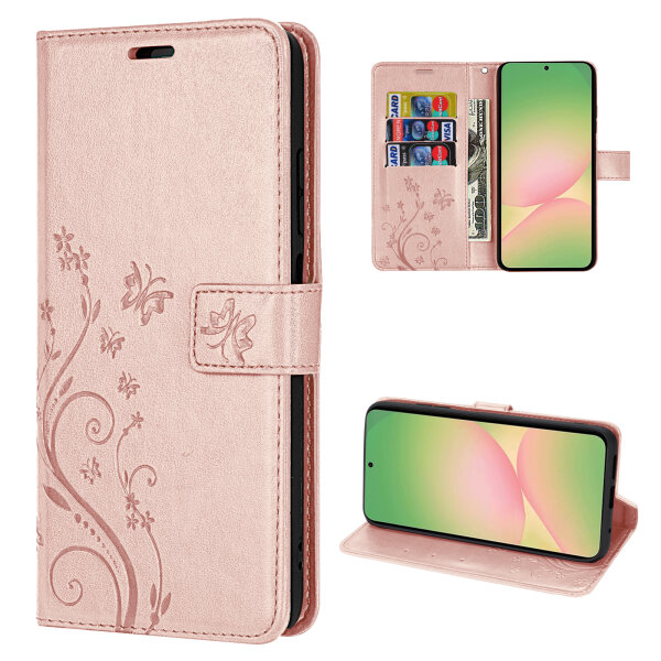 Handy Tasche für Samsung Galaxy A56 Hülle Handyhülle Klapphülle Wallet Case in Rosegold