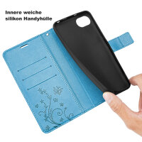 Handyhülle für Apple iPhone 16E – Klapphülle Blume Blau