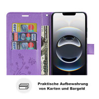 Handyhülle für Apple iPhone 16E – Klapphülle Blume Lila