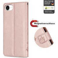Handyhülle für Apple iPhone 16E – Klapphülle Blume Roségold