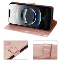 Handyhülle für Apple iPhone 16E – Klapphülle Blume Roségold