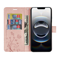 Handyhülle für Apple iPhone 16E – Klapphülle Blume Roségold