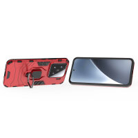Hülle für Xiaomi 15 Handyhülle Stoßfest 360° Drehbarer Ring Ständer TPU Back Cover in Rot