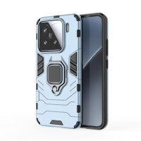 Hülle für Xiaomi 15 Handyhülle Stoßfest 360° Drehbarer Ring Ständer TPU Back Cover in Türkis