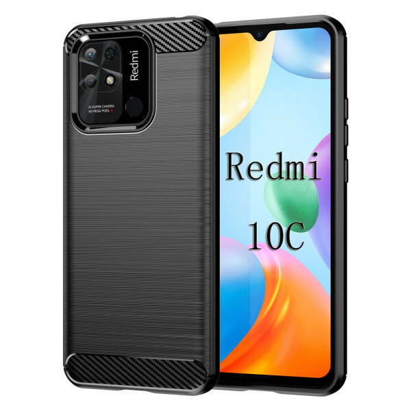 Hülle für Xiaomi Redmi 10C Carbon Backcover Handyhülle Outdoor Stoßfeste Handy Tasche