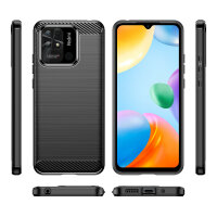 Hülle für Xiaomi Redmi 10C Carbon Backcover Handyhülle Outdoor Stoßfeste Handy Tasche
