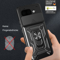 Outdoor Panzer Hülle für Google Pixel 9A Handyhülle mit Kameraschutz Ringhalter Cover in Schwarz