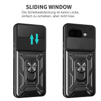 Outdoor Panzer Hülle für Google Pixel 9A Handyhülle mit Kameraschutz Ringhalter Cover in Schwarz