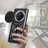 Outdoor Panzer Hülle für Honor Magic 7 Lite Handyhülle Slide Kameraschutz Ringhalter in Schwarz