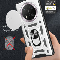 Outdoor Panzer Hülle für Honor Magic 7 Lite Handyhülle Slide Kameraschutz Ringhalter in Silber