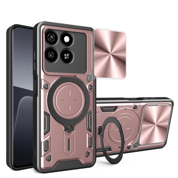 Outdoor Panzer Hülle für ZTE Blade A55 / A35 Handyhülle mit Slide Kameraschutz Ringhalter Bumper in Rosegold