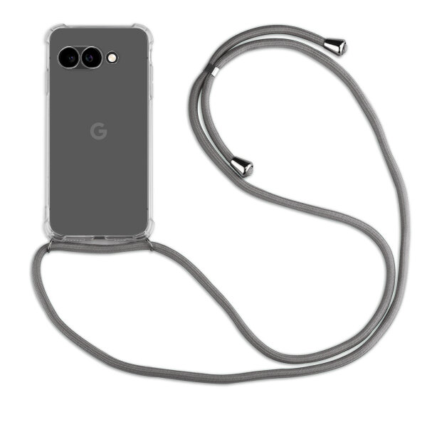 Handykette für Google Pixel 9A Serie Handyhülle mit Band Hülle Kordel Bumper in Grau