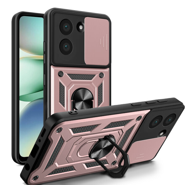 Outdoor Panzer Hülle für Xiaomi Redmi A5 Handyhülle mit Kameraschutz Ringhalter Case in Rosegold