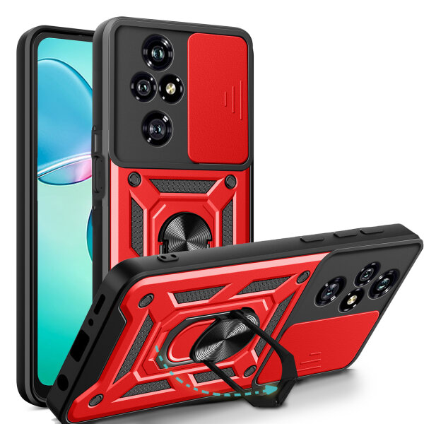 Outdoor Panzer Hülle für Honor 200 Pro Handyhülle mit Slide Kameraschutz Ringhalter in Rot