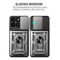 Outdoor Panzer Hülle für Honor 200 Smart Handyhülle mit Slide Kameraschutz Ringhalter in Silber