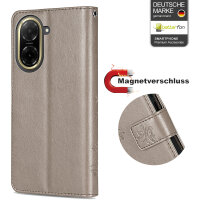 Handy Tasche für Xiaomi Redmi A5 Handyhülle Blumen Hülle Wallet Case Flipcover in Grau