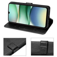 Handy Tasche für Xiaomi Redmi A5 Handyhülle Blumen Hülle Wallet Case Flipcover in Schwarz