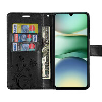 Handy Tasche für Xiaomi Redmi A5 Handyhülle Blumen Hülle Wallet Case Flipcover in Schwarz