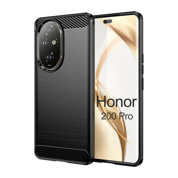 Carbon Hülle für Honor 200 Pro Handyhülle Backcover TPU Silikon Bumper