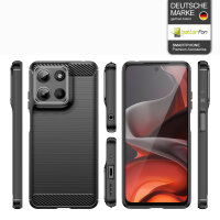 Carbon Hülle für Moto G15 Hülle Handyhülle Outdoor Handy Tasche Bumper Case Back Cover