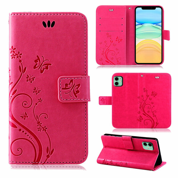 Handyhülle für Apple iPhone 11 – Klapphülle Blumen Pink