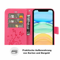 Handyhülle für Apple iPhone 11 – Klapphülle Blumen Pink