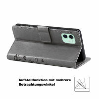 Handyhülle für Apple iPhone 11 – Klapphülle Blumen Grau