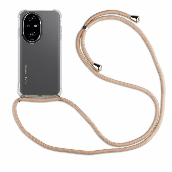 Handykette für Honor 200 Handyhülle mit Band Case Hülle mit Kordel Handy Tasche in Beige / Braun