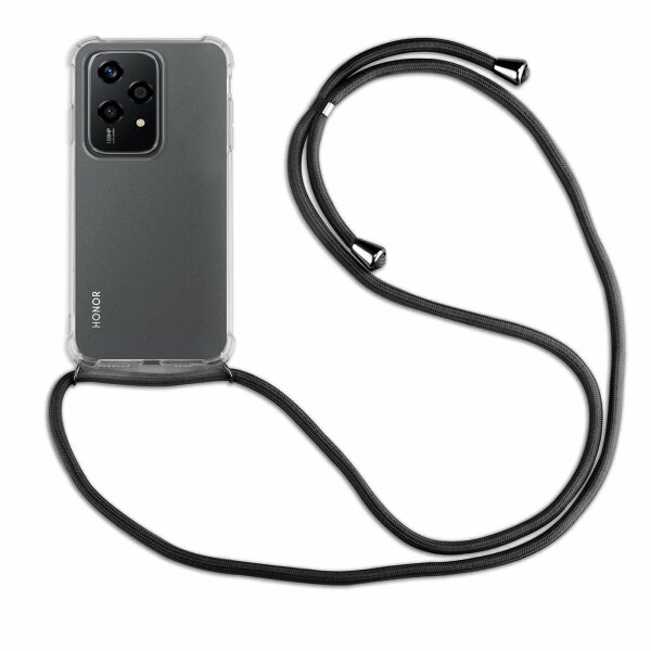 Handykette für Honor 200 Lite Handyhülle mit Band Case Hülle mit Kordel Handy Tasche in Schwarz