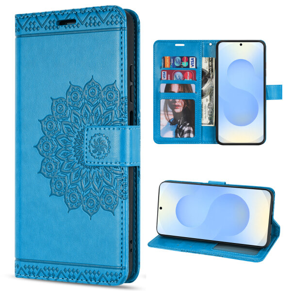 Handy Tasche für Samsung Galaxy S25 Hülle Handyhülle Klapphülle Wallet Case in Blau