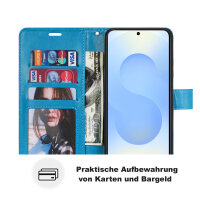 Handy Tasche für Samsung Galaxy S25 Hülle Handyhülle Klapphülle Wallet Case in Blau