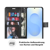 Handy Tasche für Samsung Galaxy S25 Hülle Handyhülle Klapphülle Wallet Case in Schwarz