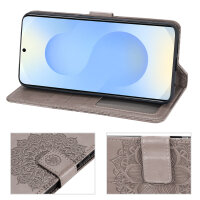 Handy Tasche für Samsung Galaxy S25 Hülle Handyhülle Klapphülle Wallet Case in Grau