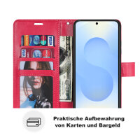 Handy Tasche für Samsung Galaxy S25 Hülle Handyhülle Klapphülle Wallet Case in Rot