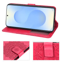 Handy Tasche für Samsung Galaxy S25 Hülle Handyhülle Klapphülle Wallet Case in Rot