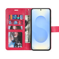 Handy Tasche für Samsung Galaxy S25 Hülle Handyhülle Klapphülle Wallet Case in Rot