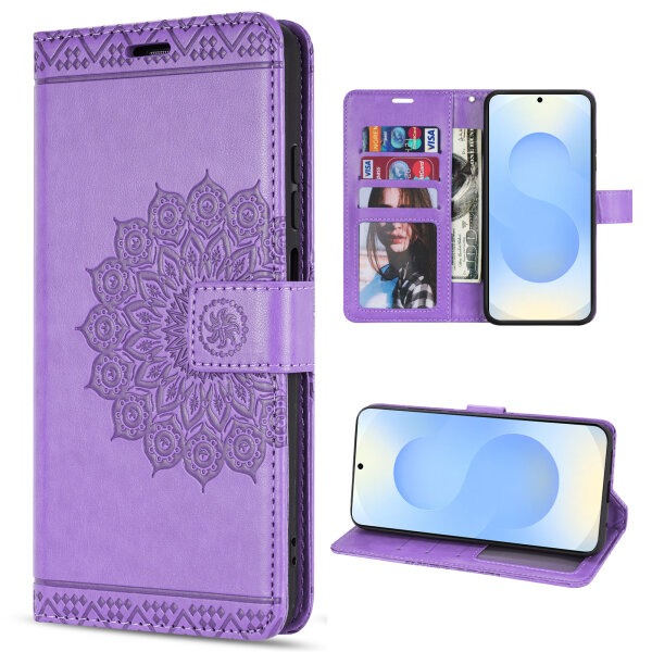 Handy Tasche für Samsung Galaxy S25 Hülle Handyhülle Klapphülle Wallet Case in Lila