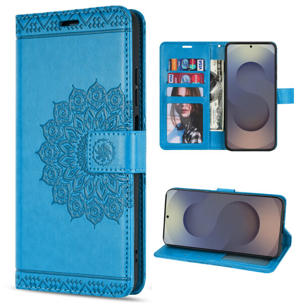 Handy Tasche für Samsung Galaxy S25 Ultra Hülle Handyhülle Klapphülle Wallet Case in Blau